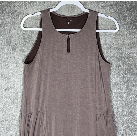 Garnet Hill Sleeveless Keyhole Mesh Lined Dress Womens Size Small Brown Pockets - Picture 5 of 11